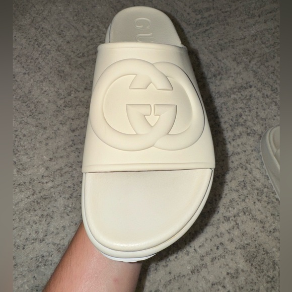 GUCCI Women's GG Print Platform Slide Sandals Off White size 10US/40EU - Picture 9 of 16